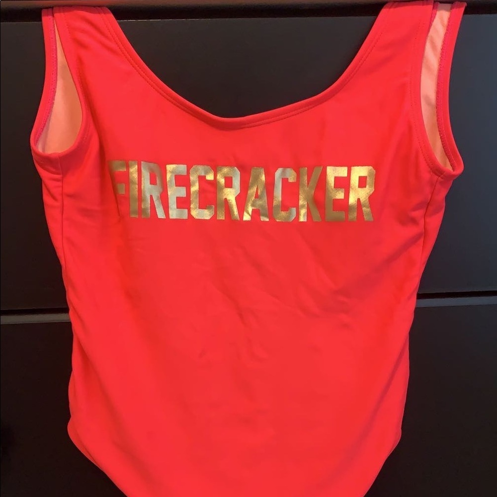 Size Medium “Firecracker” one piece swimmy.
